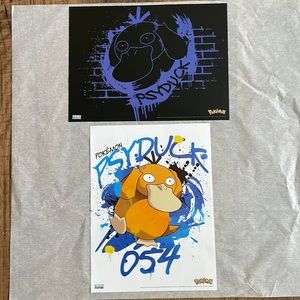 Pokemon Psyduck Ninetendo Full Art Posters Set of 2 8x11 in protective sleeve